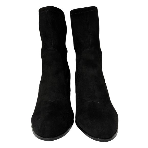 NEW Donald Plinar Pandra Black Stretch Suede Pull On Ankle Boots Booties Size 9 - Picture 10 of 14